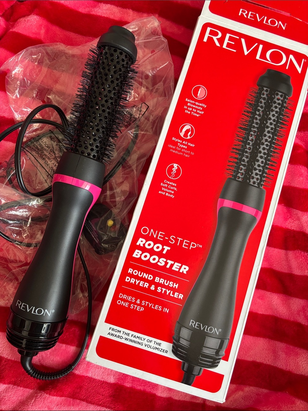 REVLON One-Step Root Booster Round Brush Hair Dryer and Styler, 1.5" Barrel BNIB